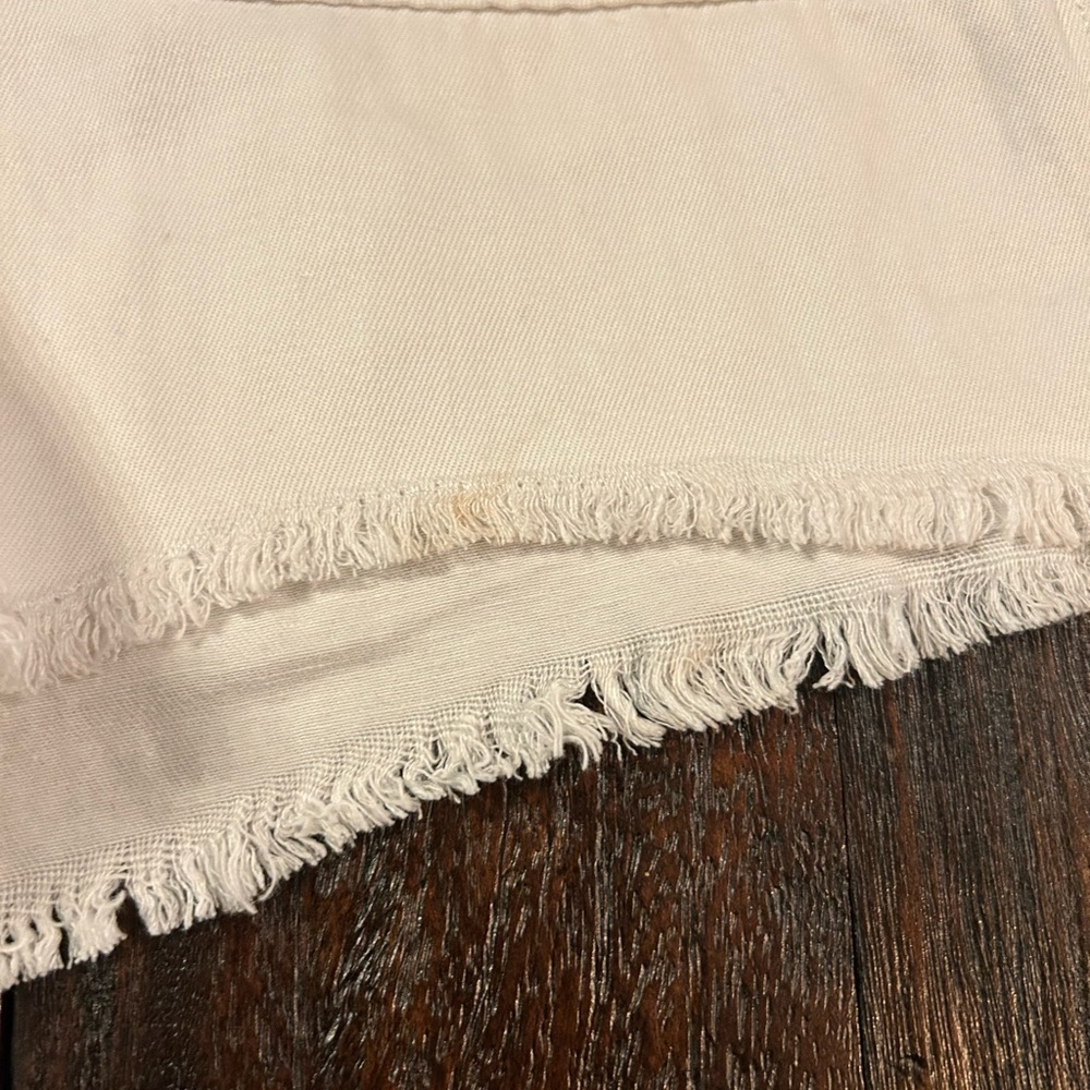 Aerie High Waist White Linen Blend Frayed Shorts - Picture 10 of 10